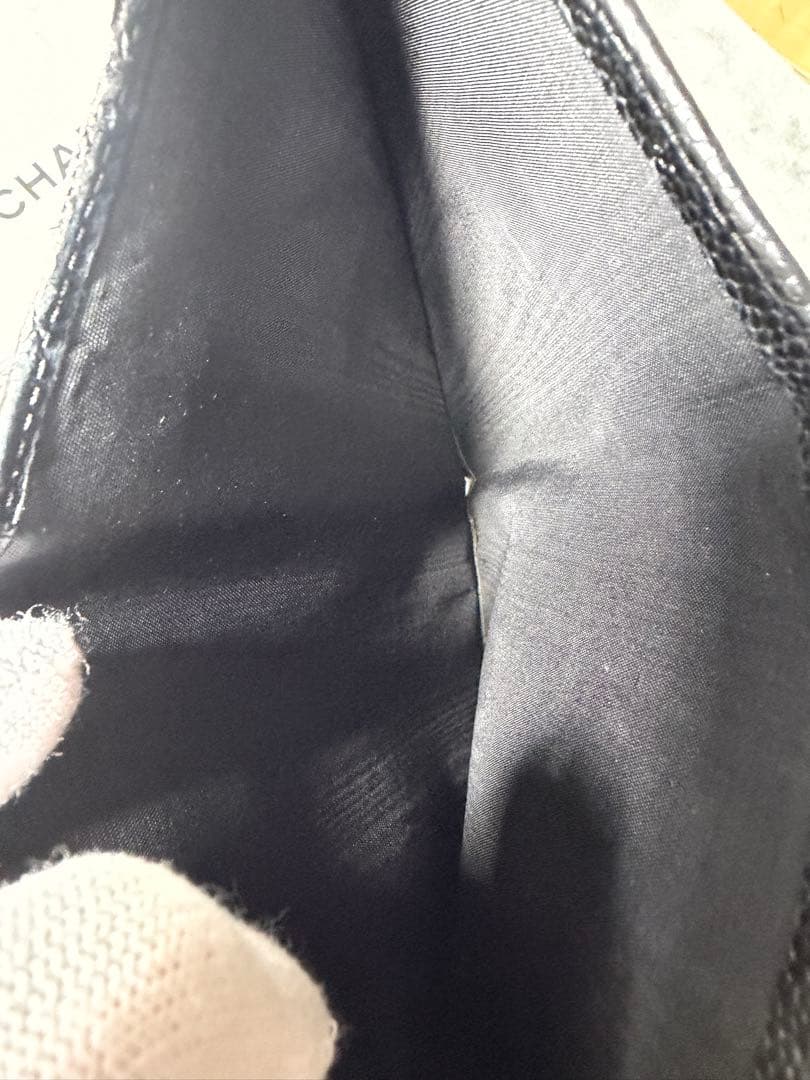 CHANEL キャビアスキン ブラック 二つ折り財布