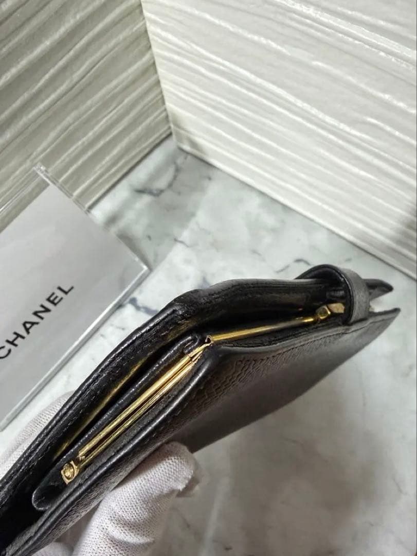 CHANEL キャビアスキン ブラック 二つ折り財布