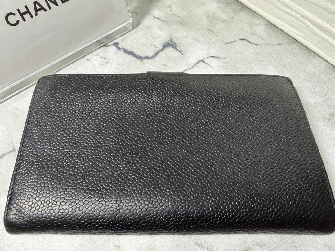 CHANEL キャビアスキン ブラック 二つ折り財布
