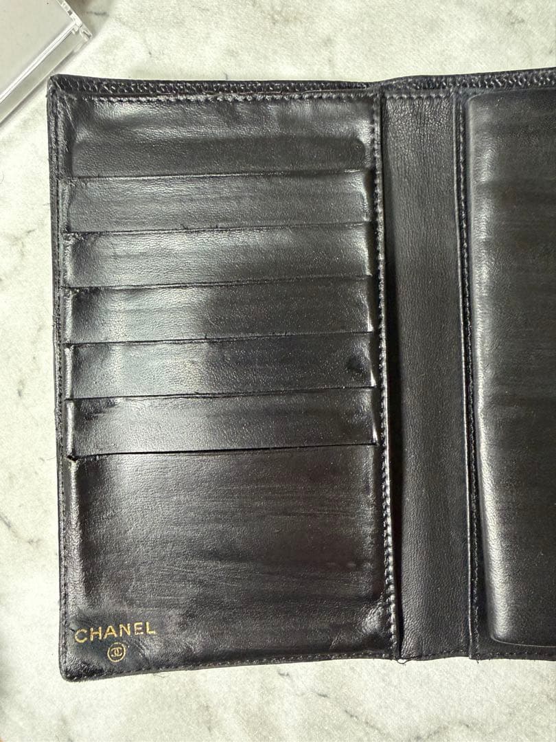 CHANEL キャビアスキン ブラック 二つ折り財布