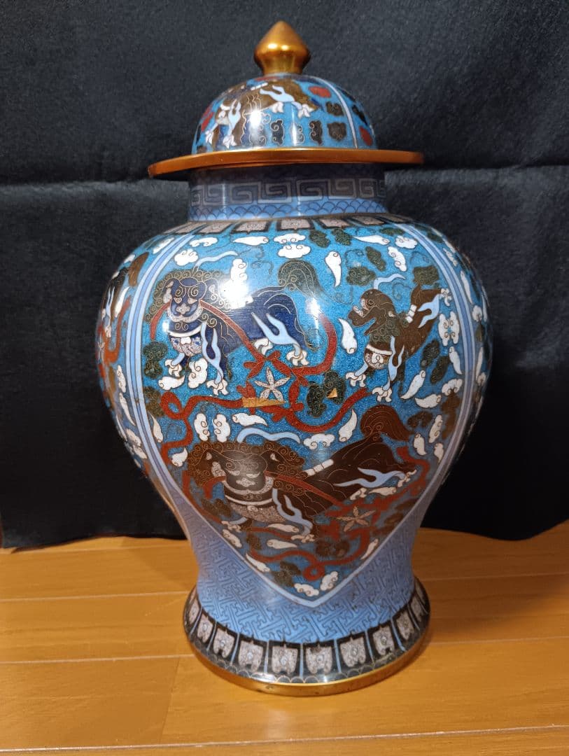 将軍壺　一対　七宝焼き　倣古　置物　中国　大きい　工芸品　インテリア