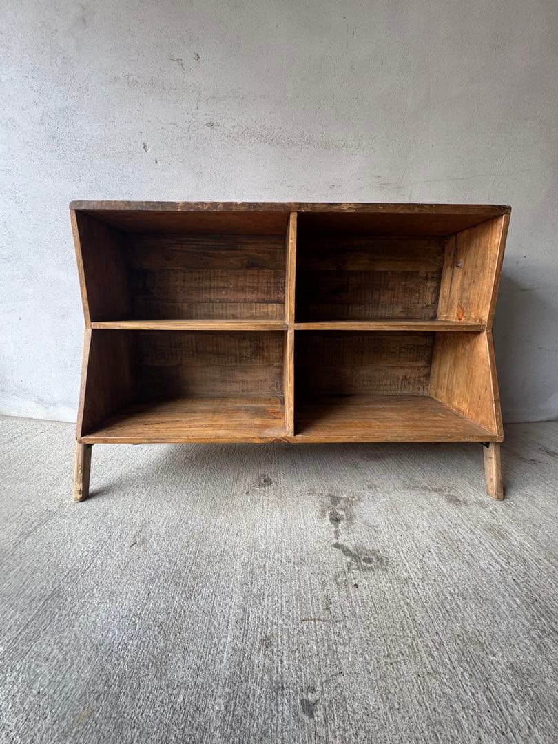 ヴィンテージ　本棚　シェルフ　古材　ヘリンボーン　アンティーク 1点もの