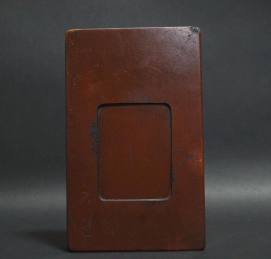 清 龍紋端渓硯 唐木紫檀硯台蓋付☆書道具☆時代物☆