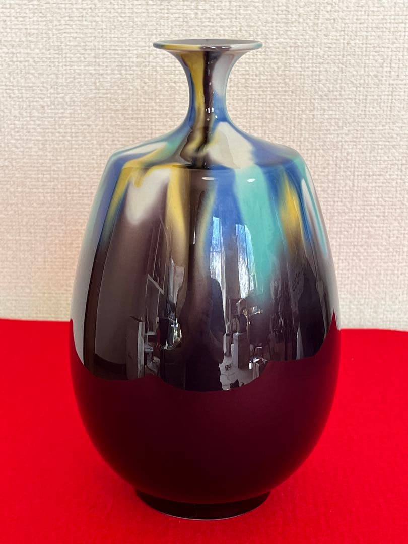 柳雨軒 三代 人間国宝 徳田八十吉 (正彦銘) 彩釉 壺 T144