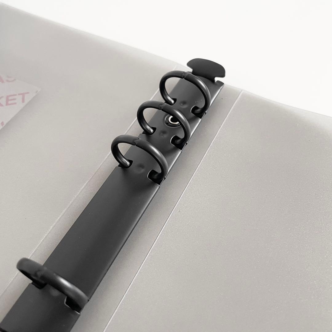 早い者勝ち　韓国　貯金　バインダー　リフィル　ダブルリングバインダー　黒　2