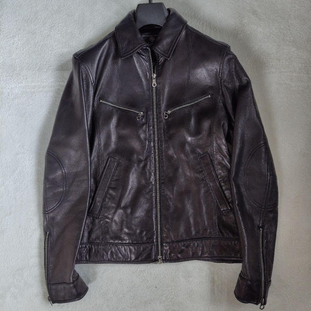 極美品　メンズビギ　シングル　レザージャケット　ラム　M