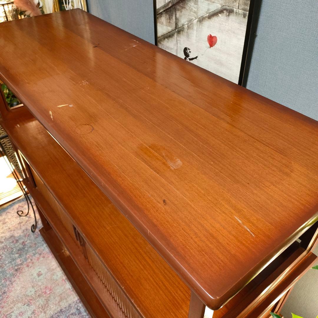 昭和ヴィンテージ 国産ミッドセンチュリー 蛇腹引き戸 北欧モダンキャビネット