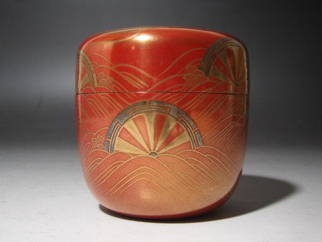 ☆　松田権六　波車蒔絵　大棗　表千家十三代即中斎の花押☆y518