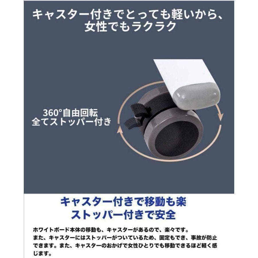 中古　ホワイトボード 移動式 キャスター付き 両面 幅180cm 高さ90cm