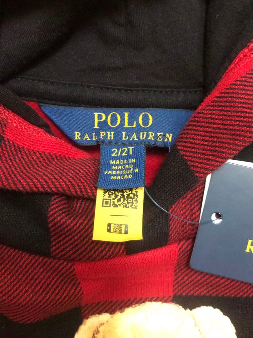 ラルフローレン　ホリデーコレクション　ポロベア　パーカー　赤チェック