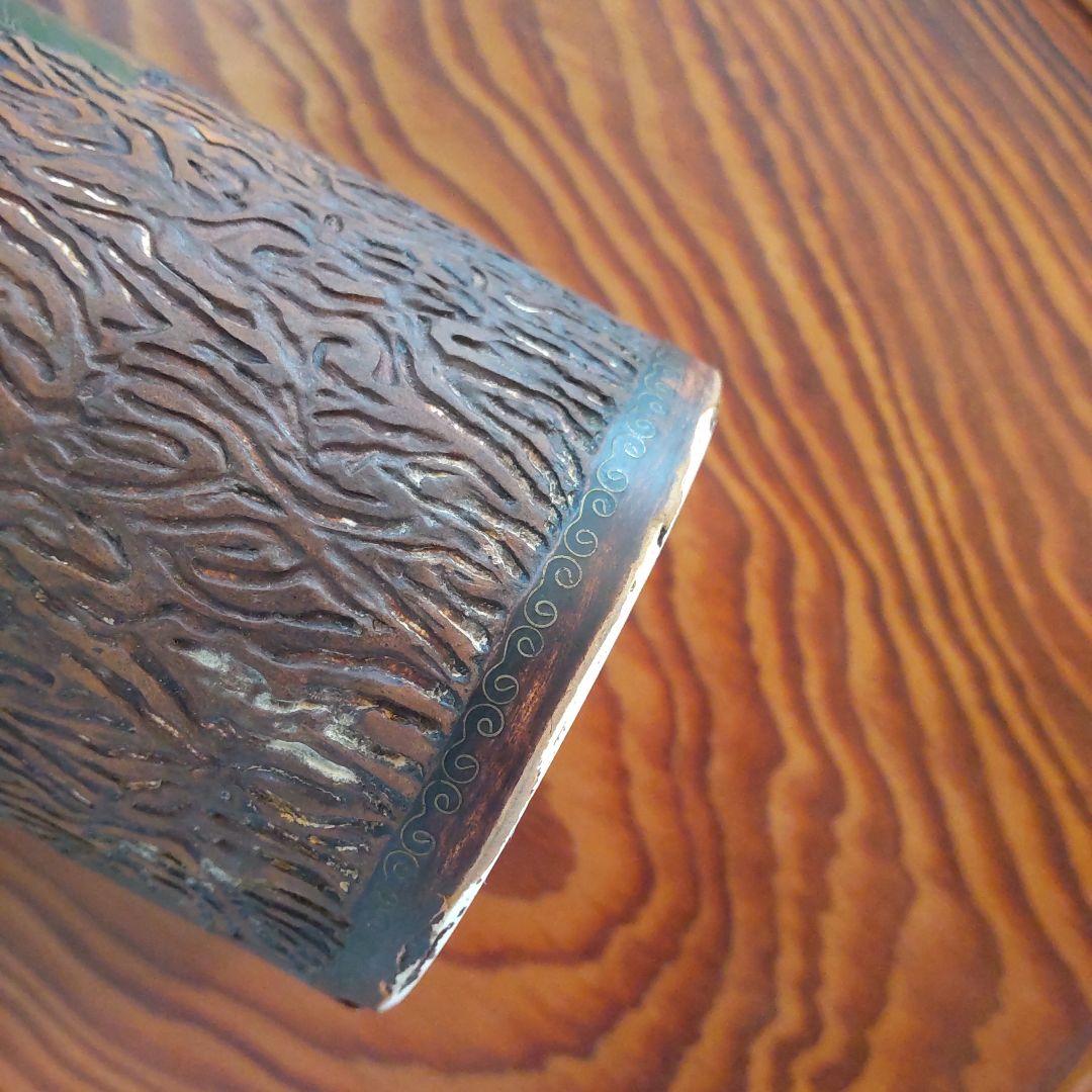 陶胎七宝 筆立て 朝顔 明治 アンティーク