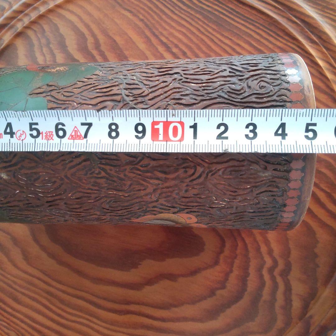 陶胎七宝 筆立て 朝顔 明治 アンティーク