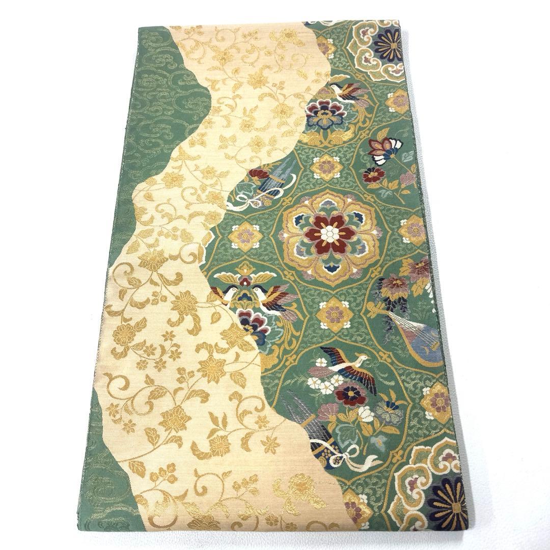 専用帯5842 5161 二点セット ●高級 正絹 装飾道長文 六通 袋帯