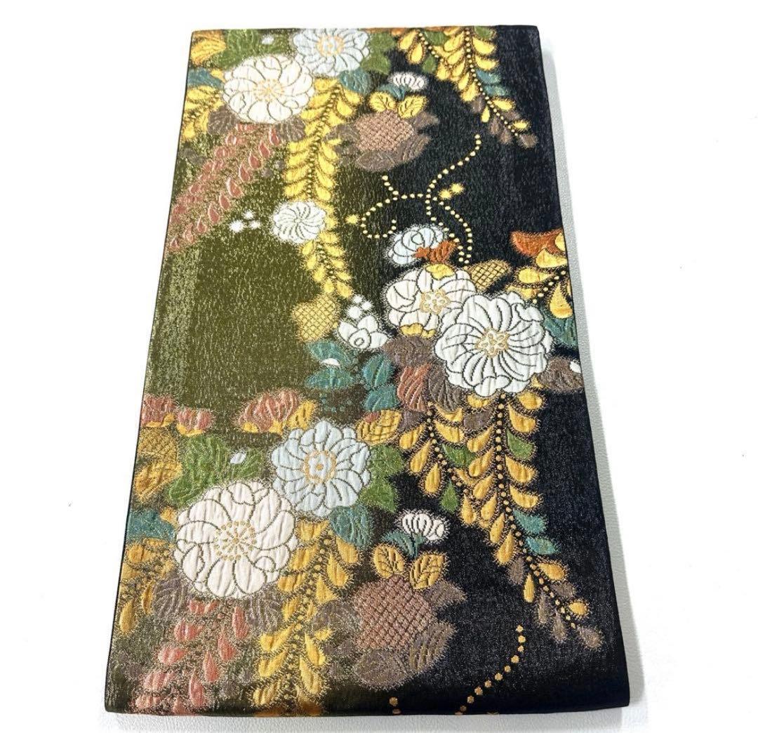 専用帯5842 5161 二点セット ●高級 正絹 装飾道長文 六通 袋帯