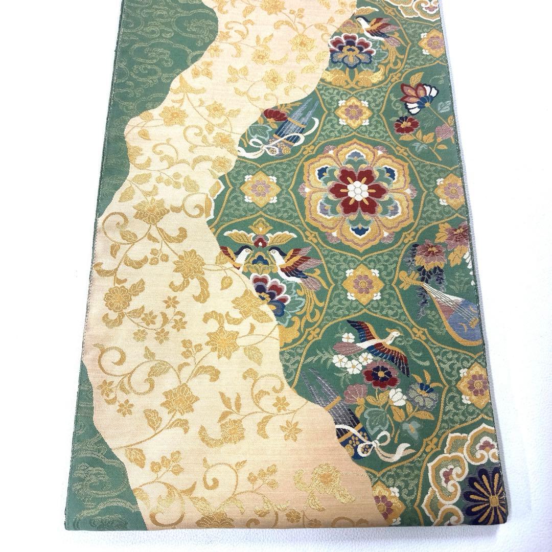 専用帯5842 5161 二点セット ●高級 正絹 装飾道長文 六通 袋帯