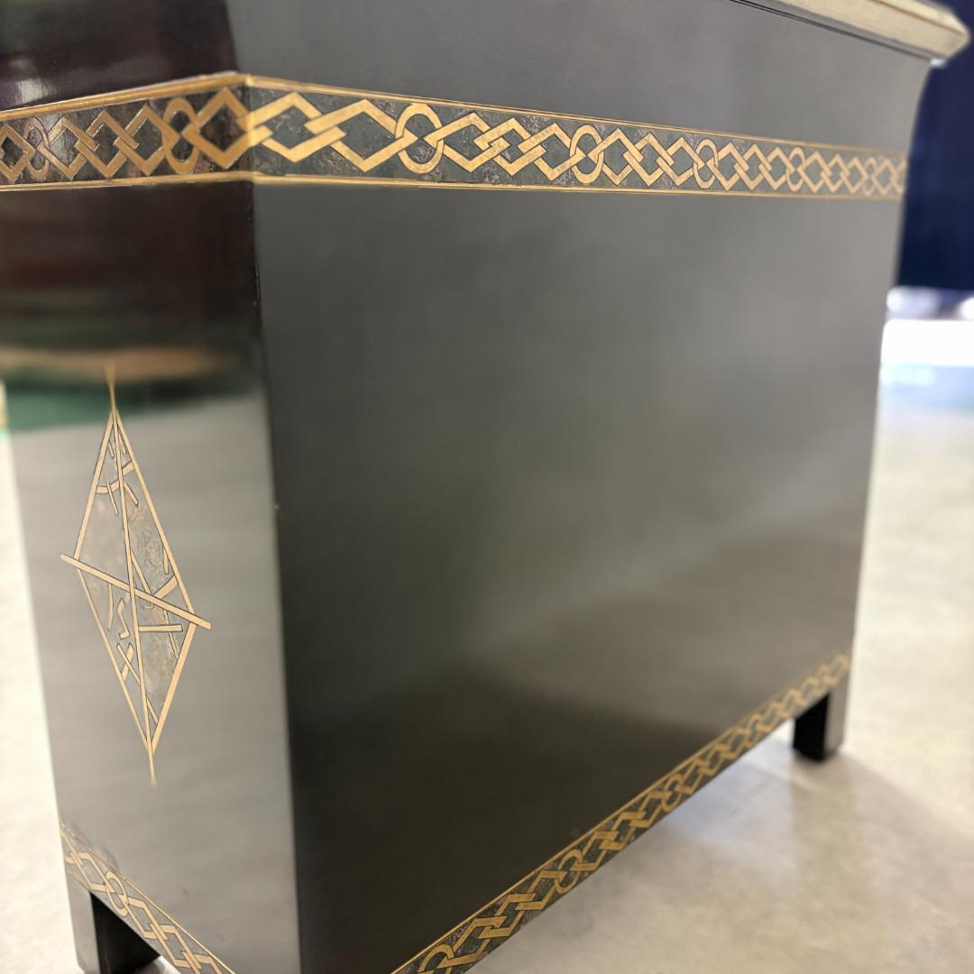 和モダン キャビネット 金彩装飾 引き出し・扉付き 収納家具