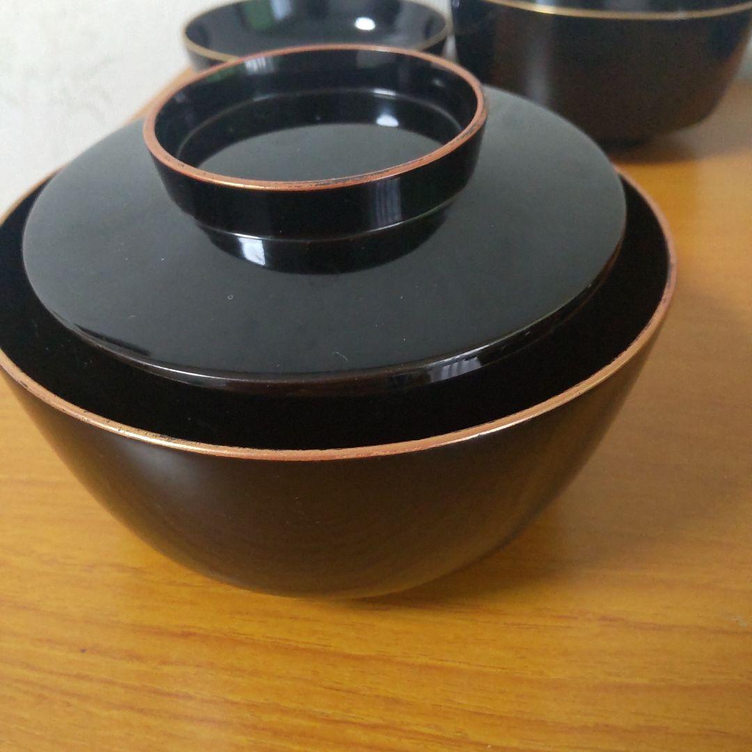 輪島屋善仁 輪島塗 煮物椀 5客 草花 一文字型