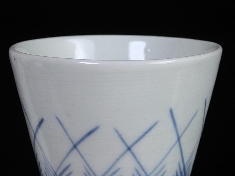 古伊万里　染付　桧垣草紋の図　蕎麦猪口　江戸期　080AS-CDf