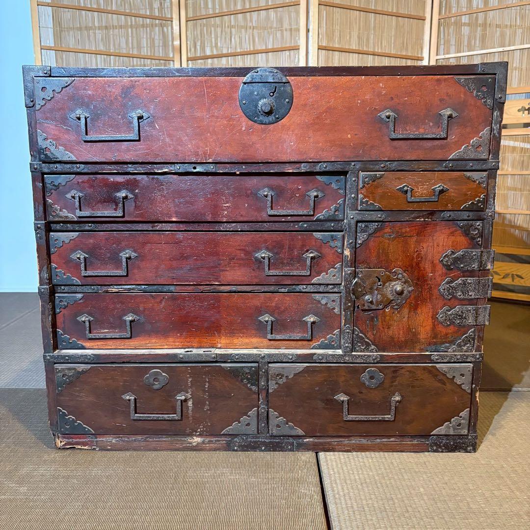 船箪笥　和箪笥　時代金具 キャビネット ローチェスト アンティーク 和家具