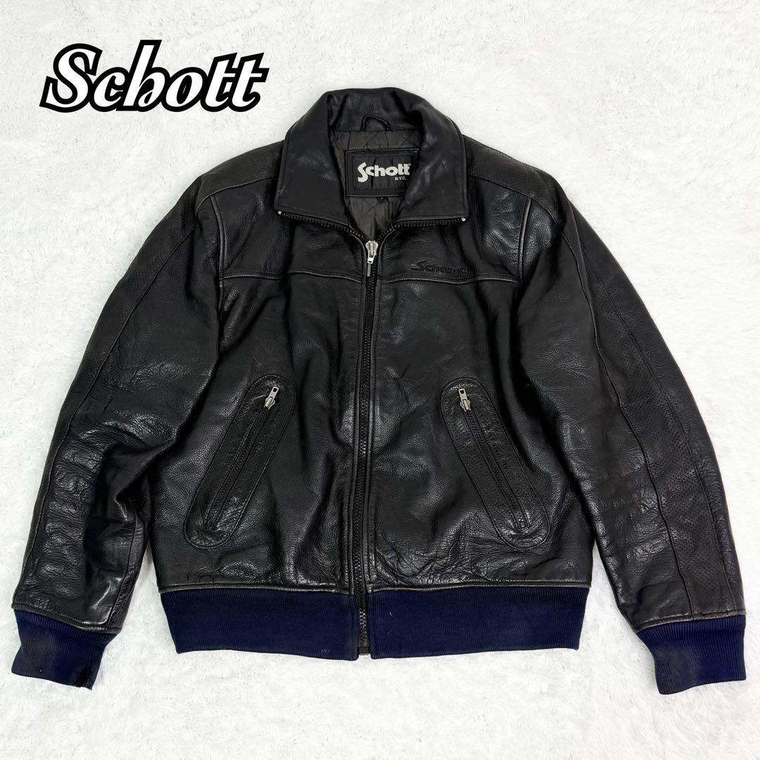 Schott シングル レザージャケット leather single 牛革 L