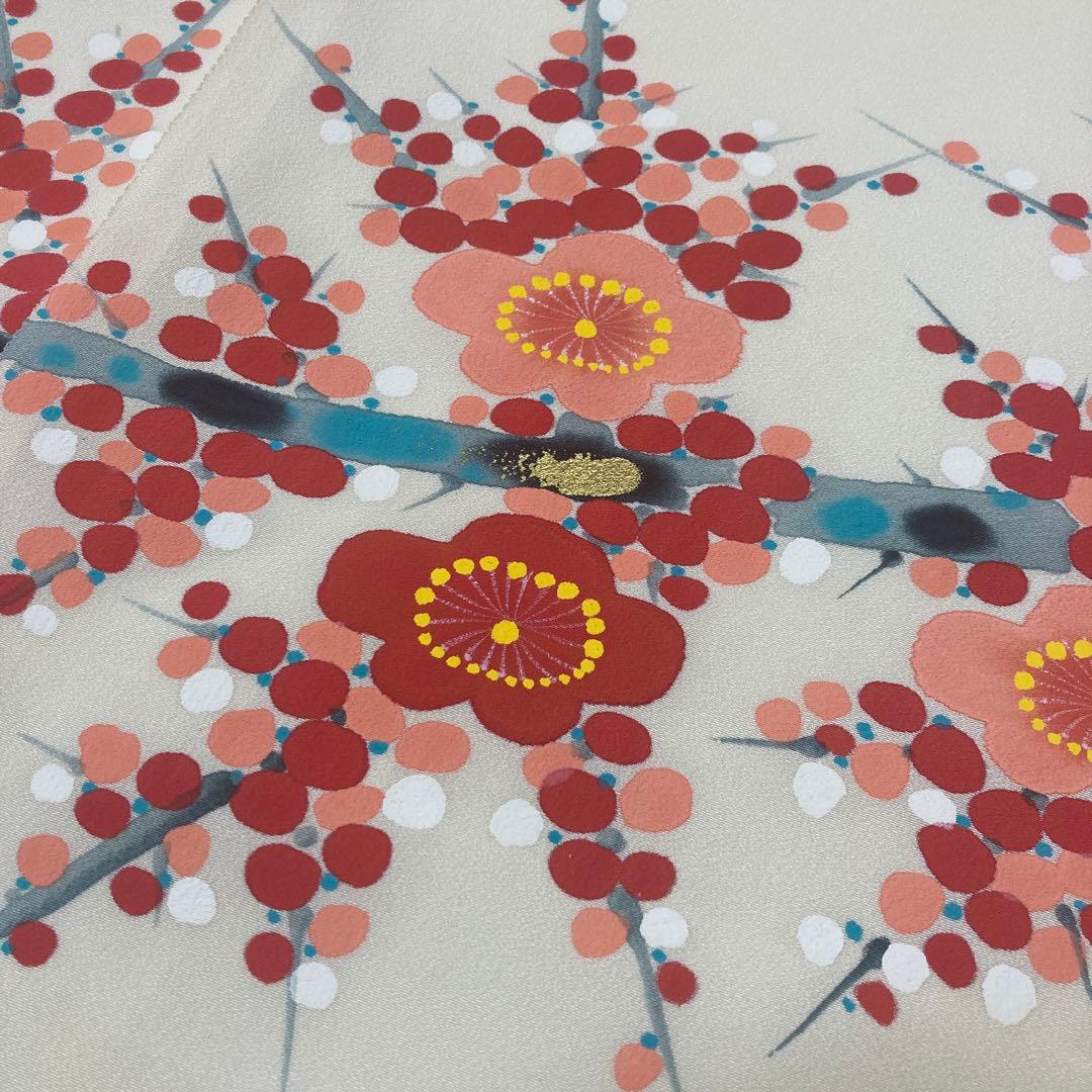 花嫁のれん　加賀染　絹　おしどり　梅　竹の葉