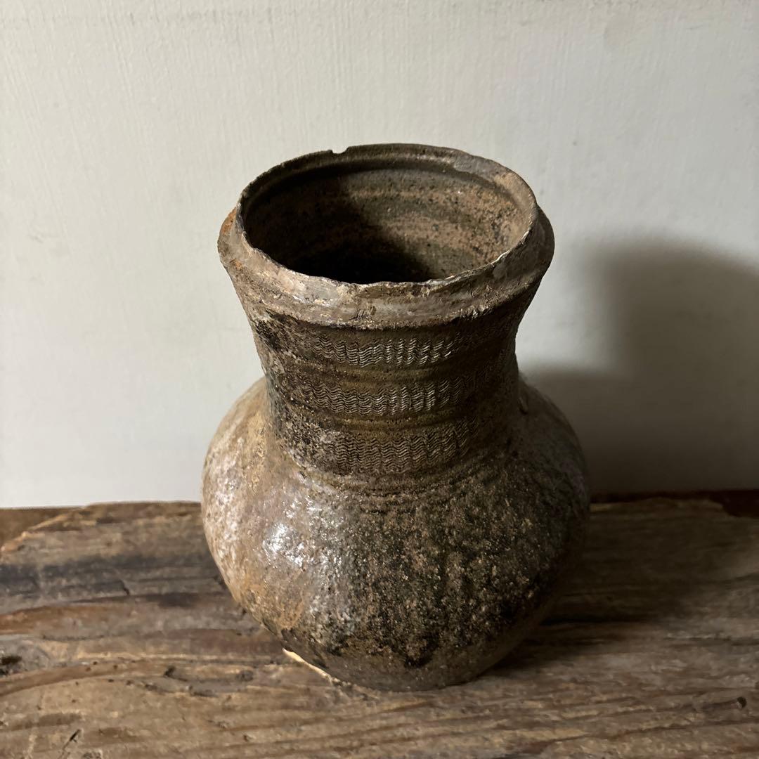景色の良い　新羅〜高麗　壷　花生 花入れ アンティーク　古道具　骨董品検:李朝