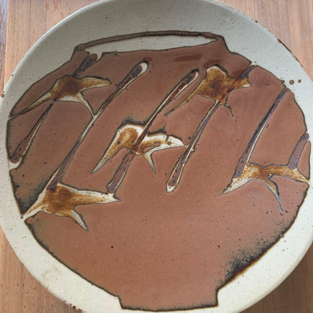 木村一郎　益子焼　柿釉皿