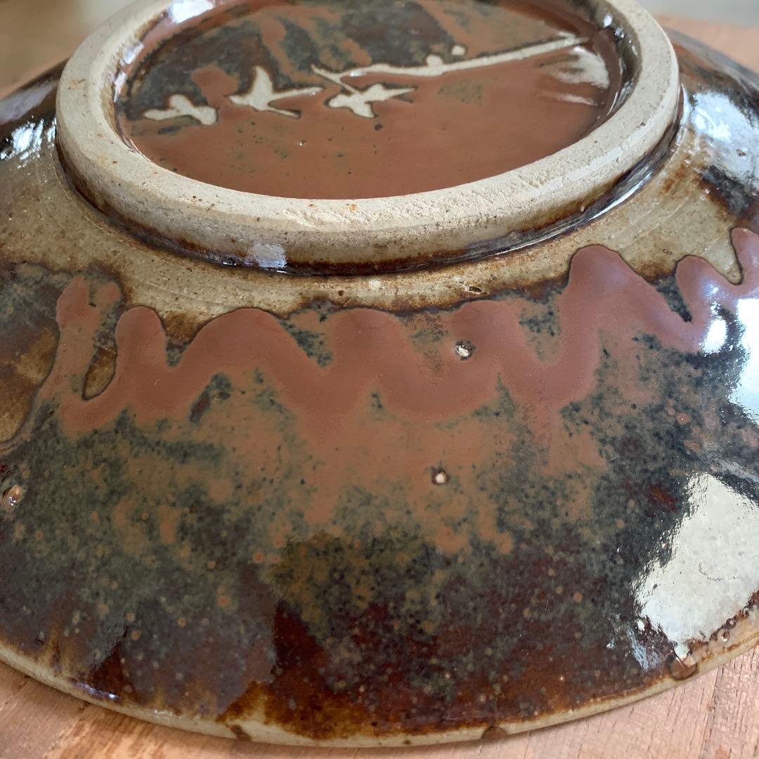 木村一郎　益子焼　柿釉皿