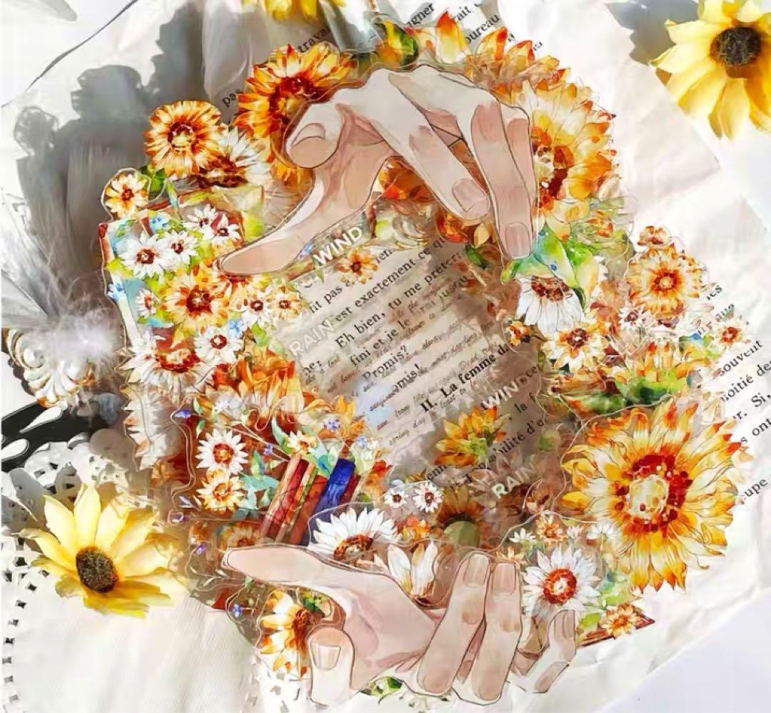 【8748】海外　マステ　5m巻売り　PETカッティング　お花系　向日葵