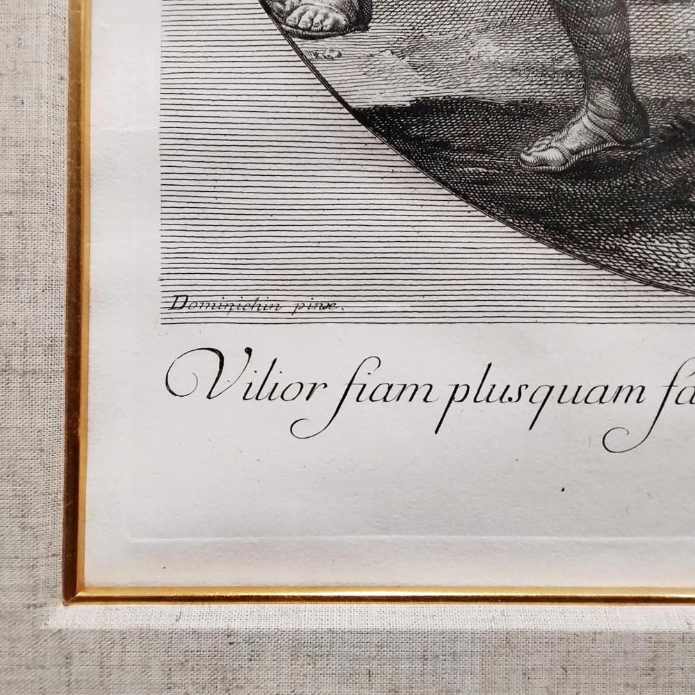 ヤコブ・フレイ　ドメニキーノ　18世紀　銅版画　ダヴィデの勝利　アンティーク　額