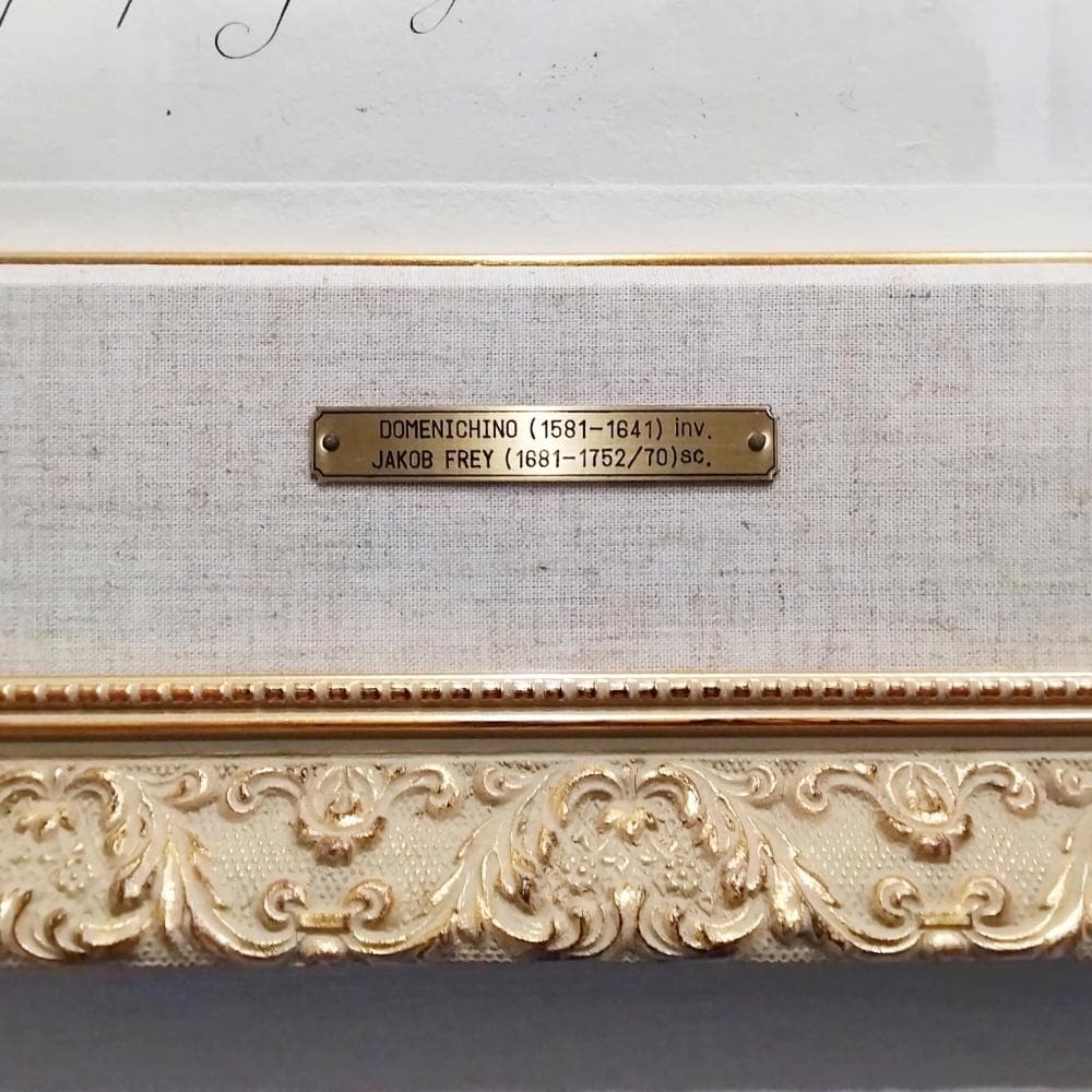 ヤコブ・フレイ　ドメニキーノ　18世紀　銅版画　ダヴィデの勝利　アンティーク　額