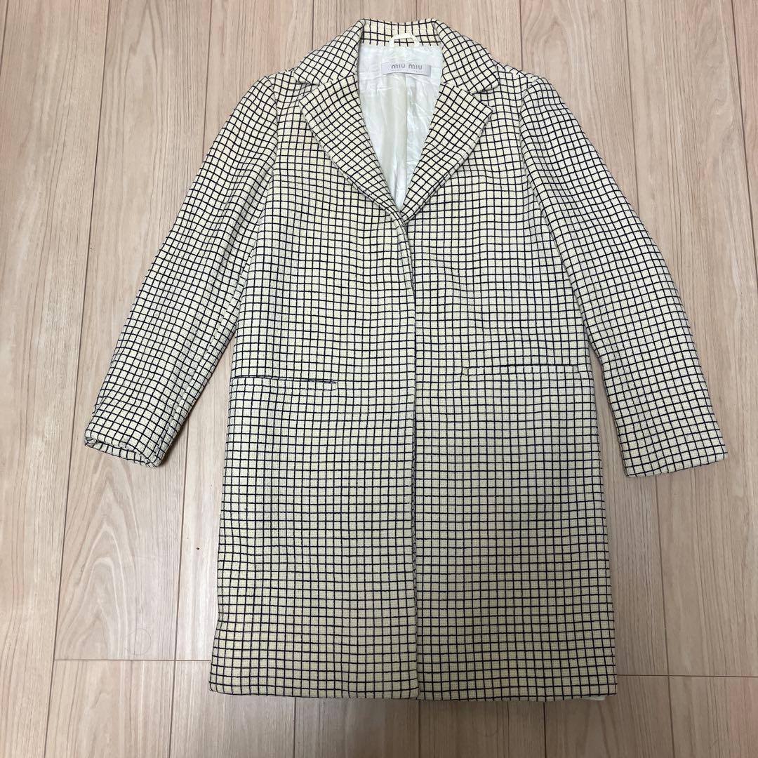ミュウミュウ　格子柄　コート