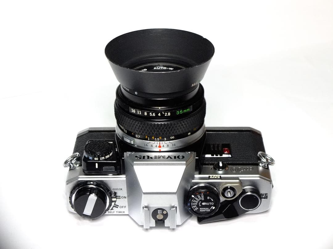 【実写確認整備品】オリンパスOM10／G・ZUIKO35mmf2.8純正フード付