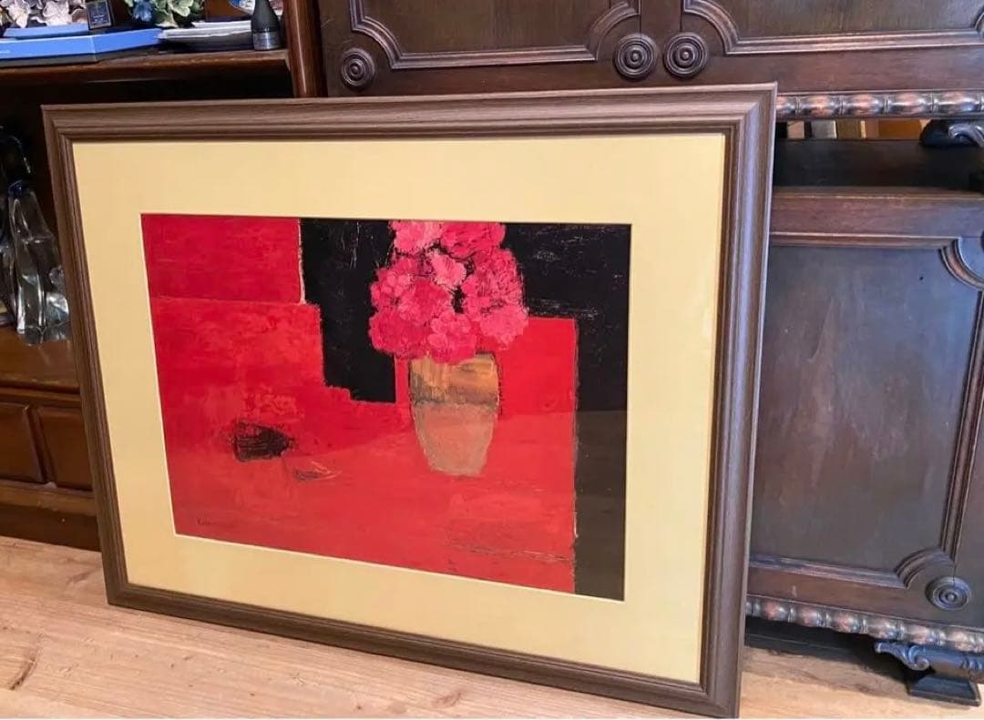 ベルナール カトラン 赤いテーブル 花束