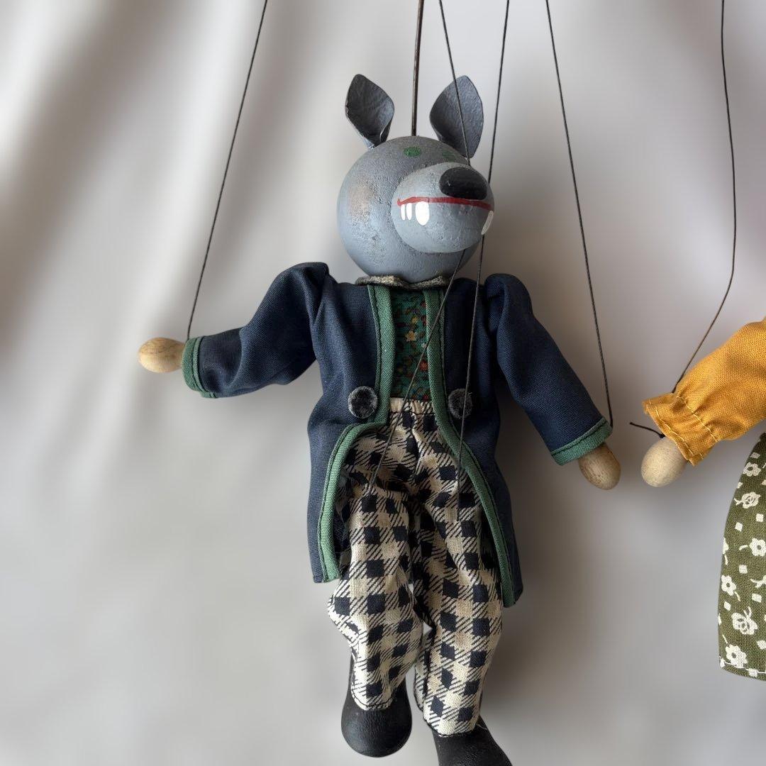 チェコ　マシェク社製　あやつり人形 おおかみ男　おばあさん　2体セット