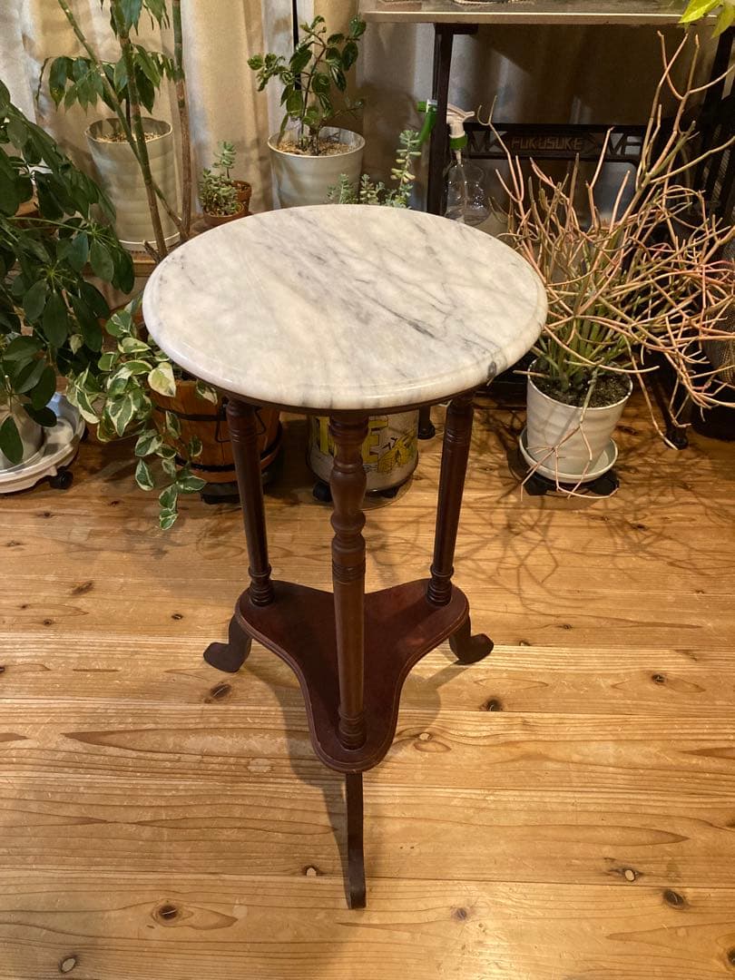 昭和レトロ　花台　大理石　サイドテーブル