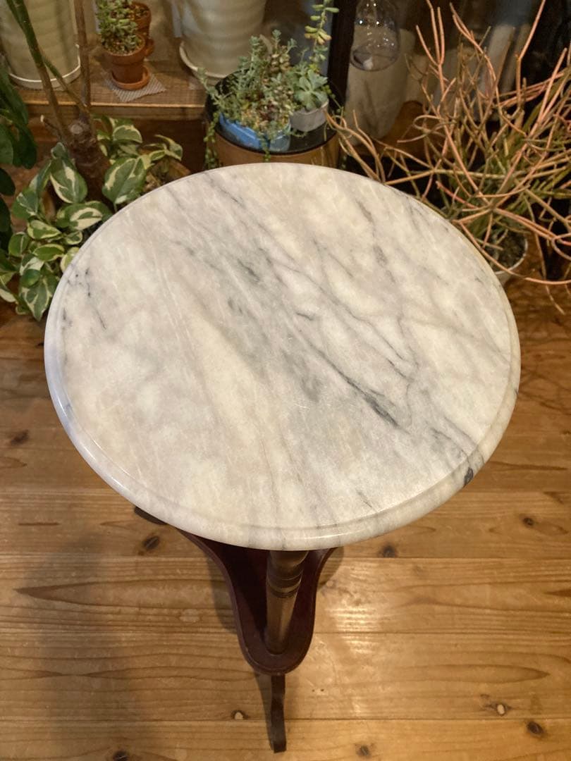 昭和レトロ　花台　大理石　サイドテーブル