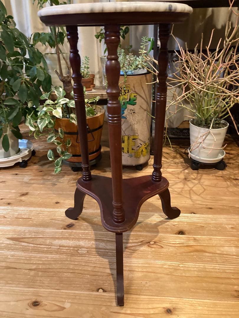 昭和レトロ　花台　大理石　サイドテーブル