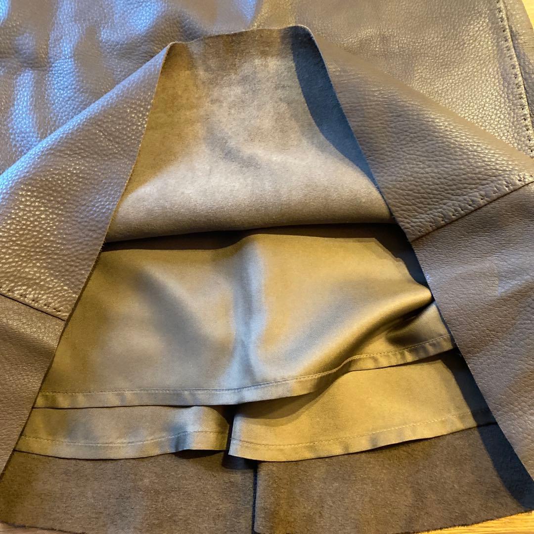 美品　エルメス　スカート　36ブラウン系 牛革　レザー