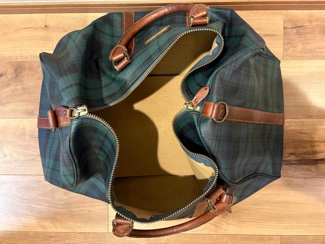 Ralph Lauren グリーンチェック柄ボストンバッグ