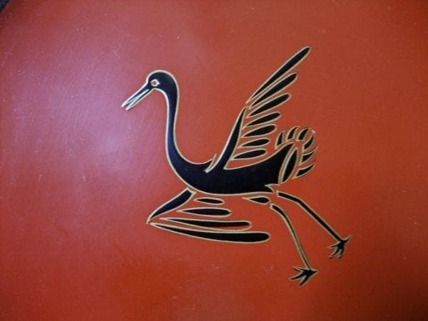 菓子器 取り皿 鶴 天然木 本漆器 明治期 時代物 骨董