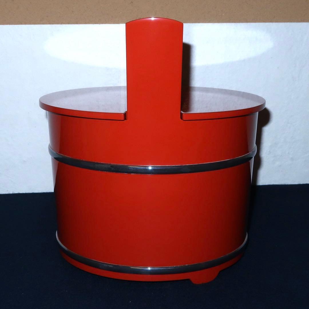 【茶道具】橋田勝博作　輪島塗　朱銀手桶