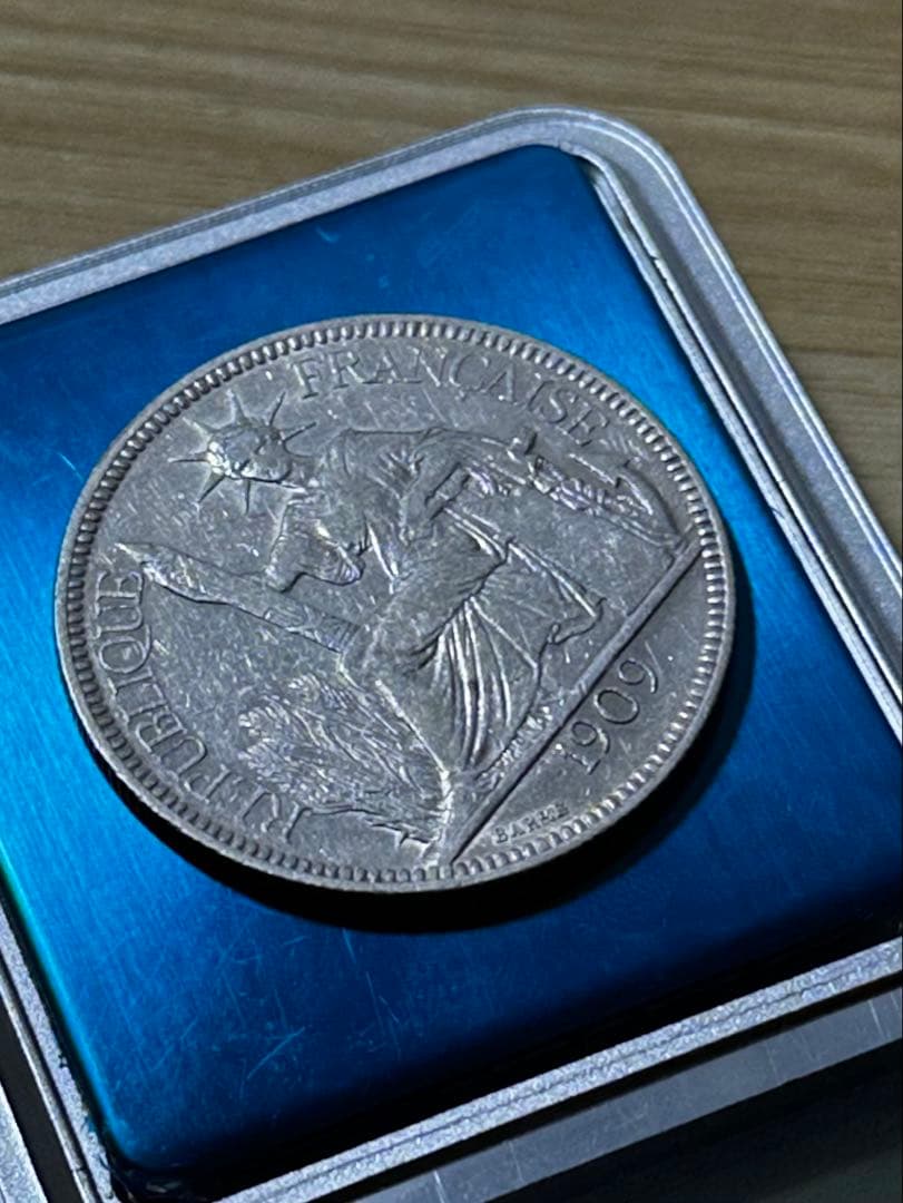 1909年 フランス 銀貨 自由の女神像　専門査定済み