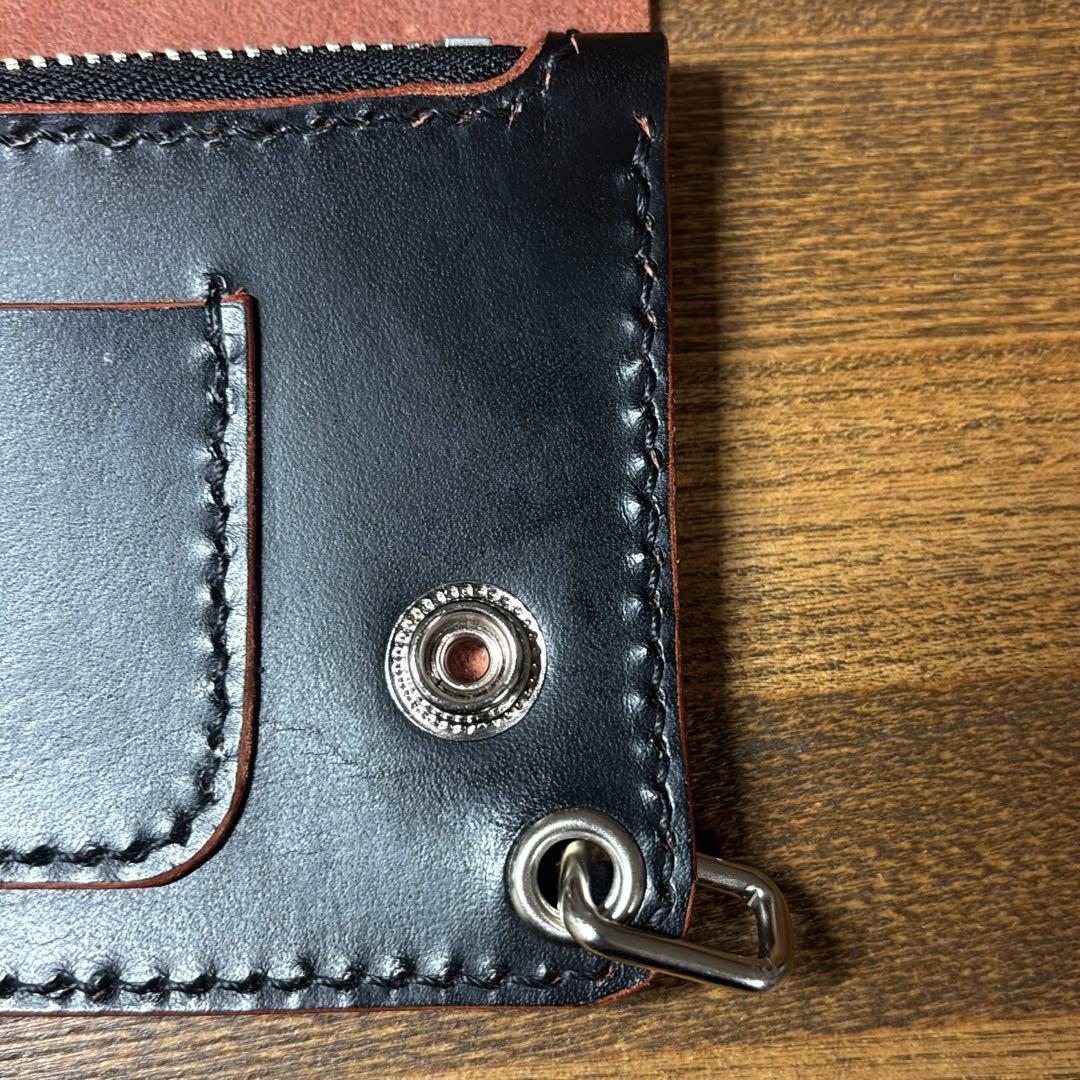 茶芯ハンドメイドトラッカーウォレット タロンジップ
