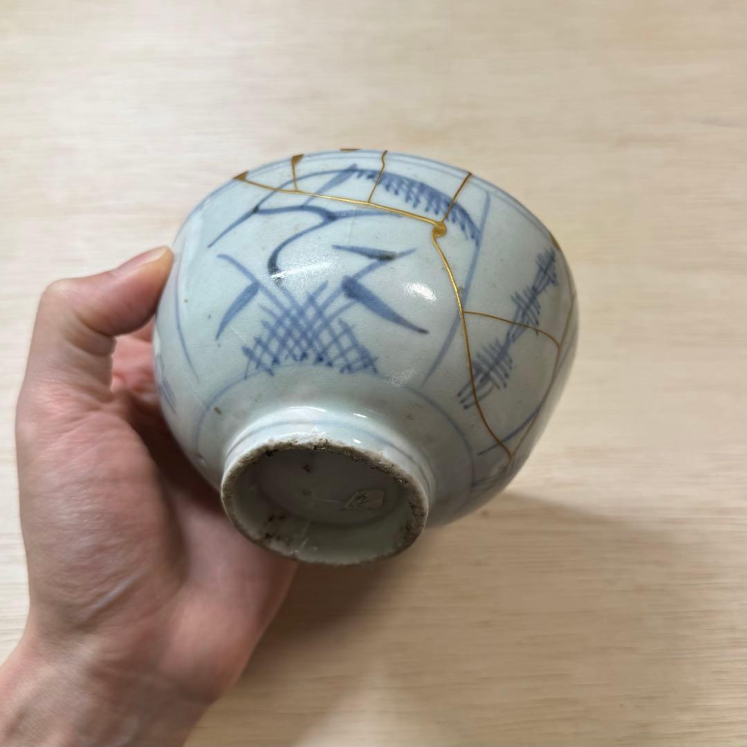 初期伊万里 染付 茶碗 江戸時代 金継ぎ 古唐津 古伊万里 古美術 骨董 陶片