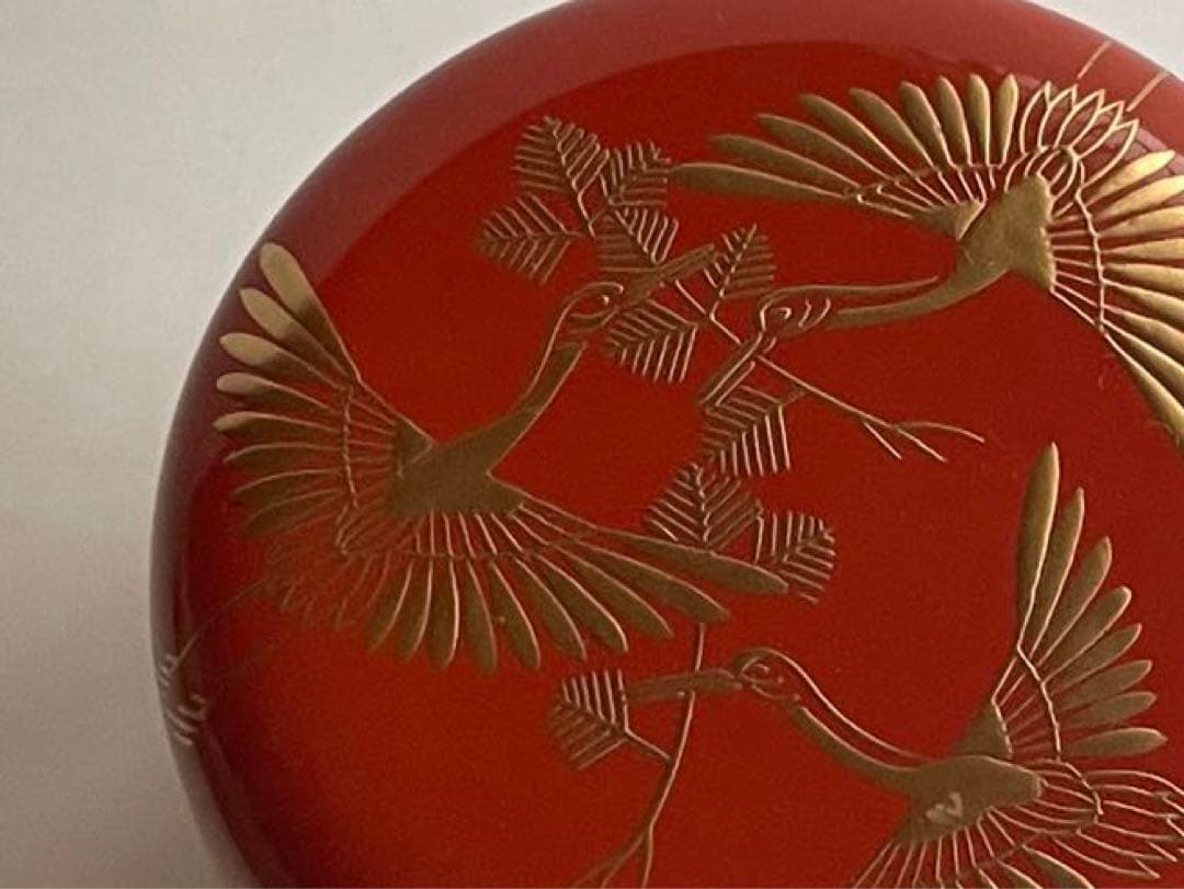 茶道具　塗師　薫和　松喰鶴蒔絵　棗　共箱　中棗　蒔絵　漆