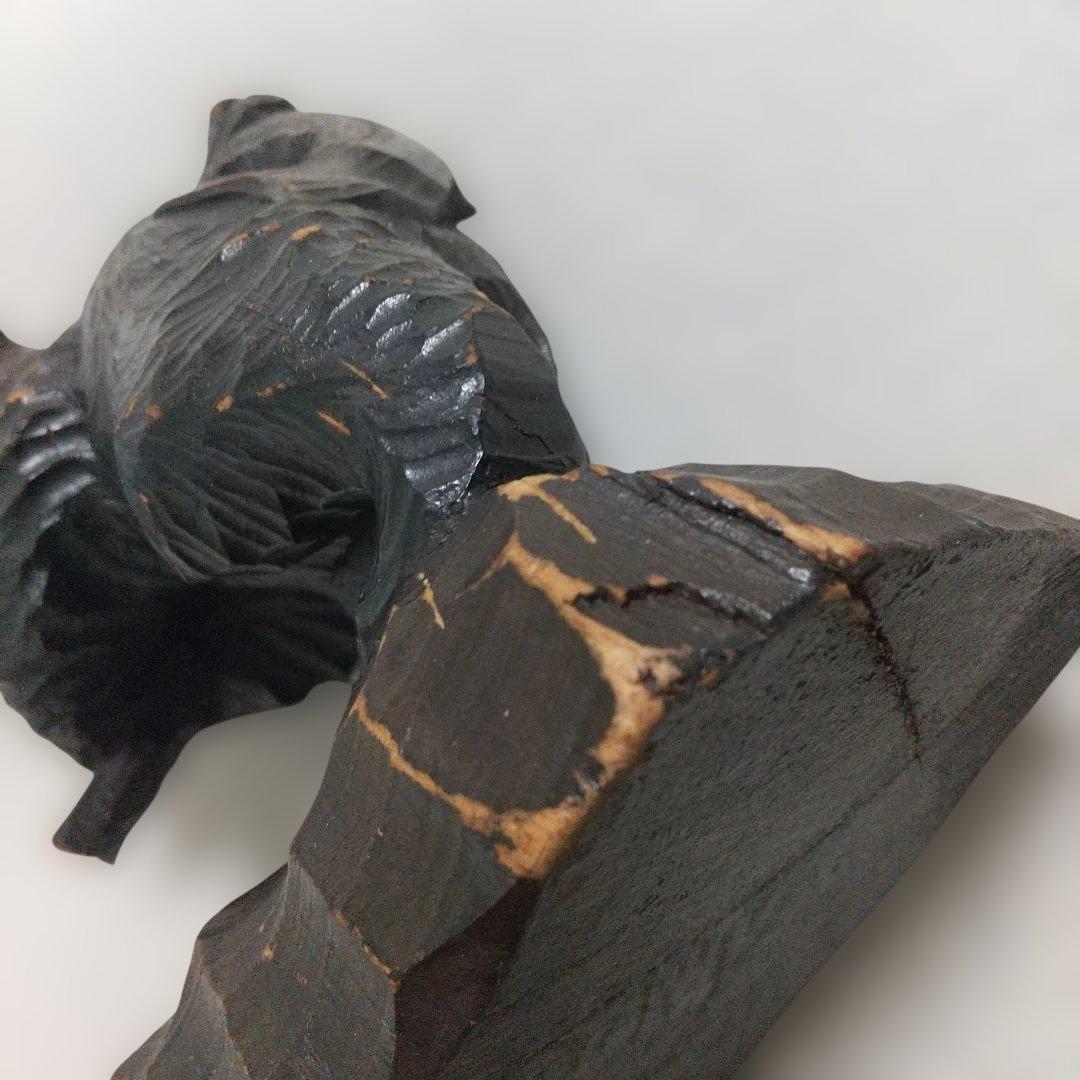 つぶらな瞳(ガラス製)♪ 堀井民芸 背負い熊／ほりい印 木彫り レア物