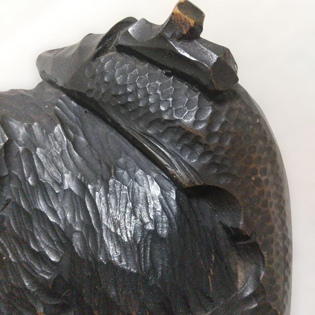 つぶらな瞳(ガラス製)♪ 堀井民芸 背負い熊／ほりい印 木彫り レア物