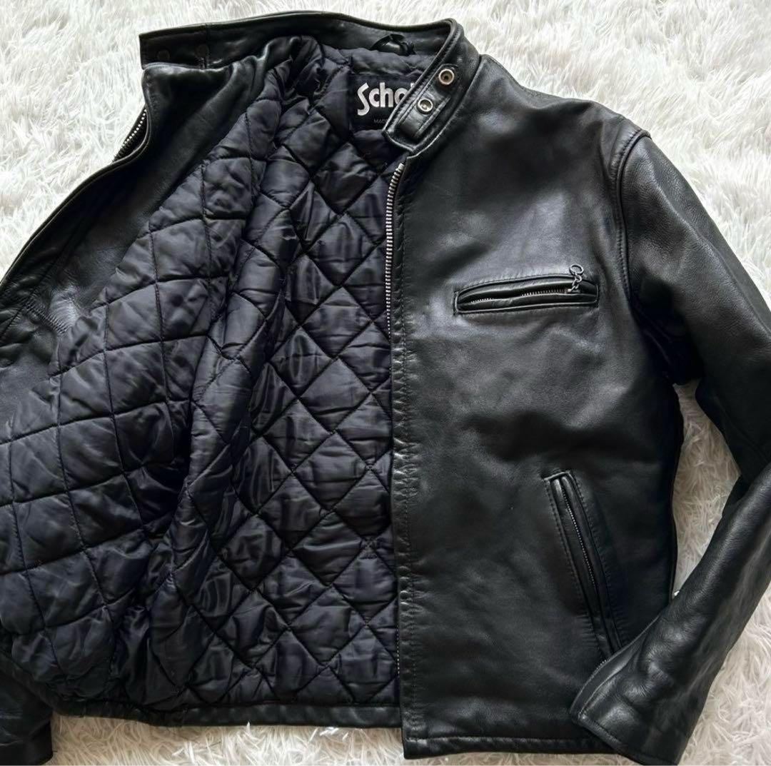 希少42サイズ！！ショット　シングルライダースジャケット　キルティング　黒