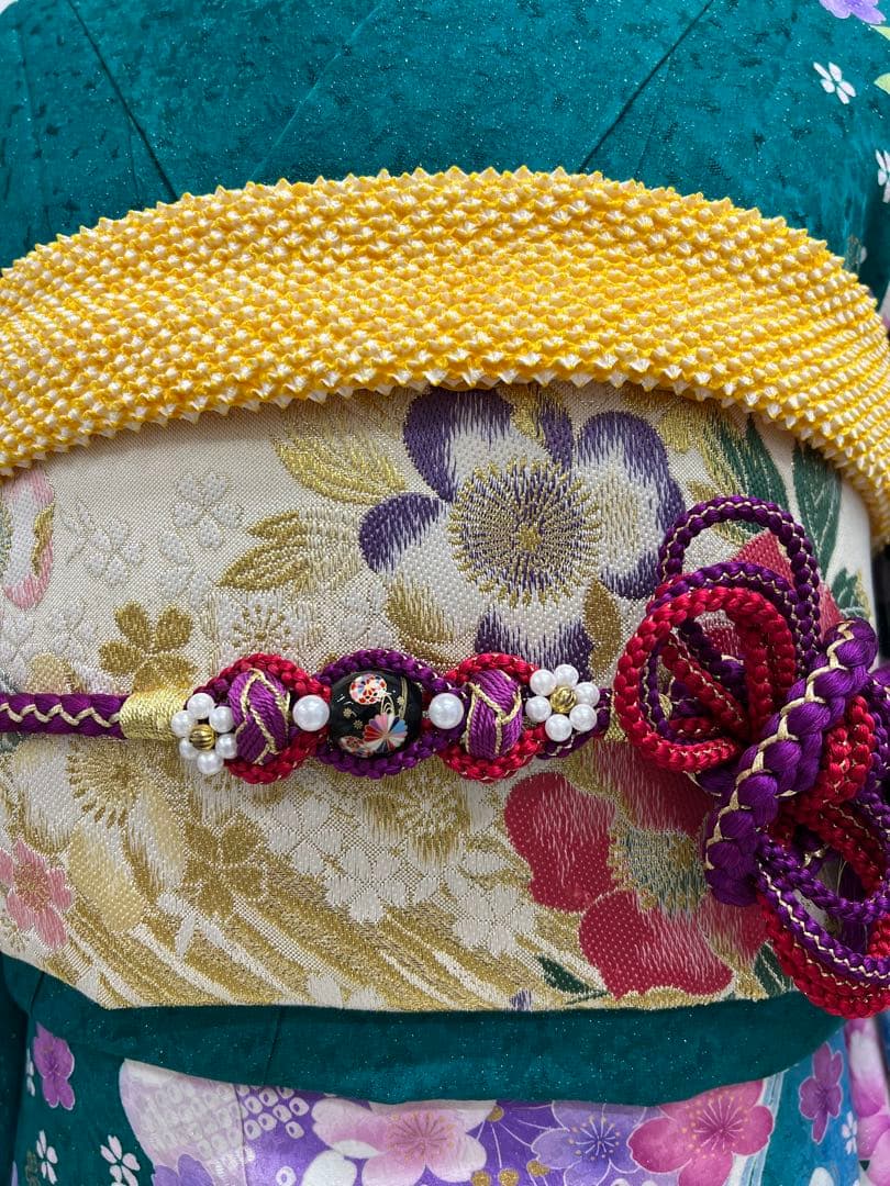 振り袖　フルセット　別誂長襦袢付　金彩加工　成人式　刺繍入り　豪華　598